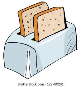 Hand drawn, vector, sketch illustration of toaster