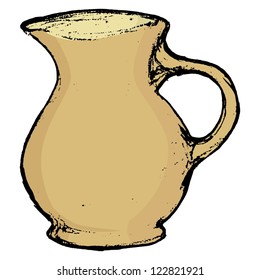 Hand drawn, vector, sketch illustration of pot