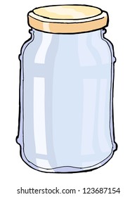 hand drawn, vector, sketch illustration of jar