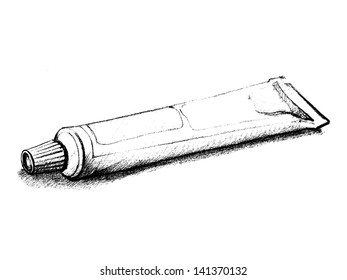 hand drawn, vector, sketch illustration of tube