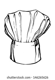 hand drawn, vector, sketch illustration of hat of chef