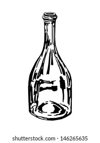 hand drawn, vector, sketch illustration of bottle