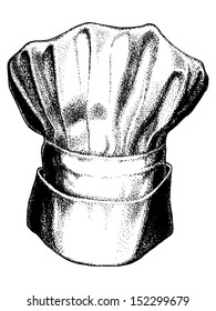 Hand Drawn, Vector, Sketch Illustration Of Hat Of Chef, Togue