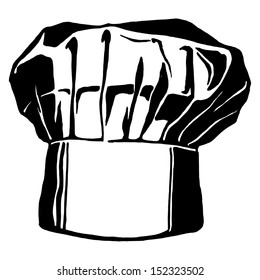 hand drawn, vector, sketch illustration of hat of chef, toque