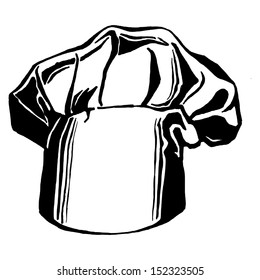 hand drawn, vector, sketch illustration of hat of chef, toque