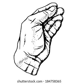 hand drawn, vector, sketch illustration of hand