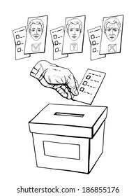 hand drawn, vector, sketch, illustration of voting, vote