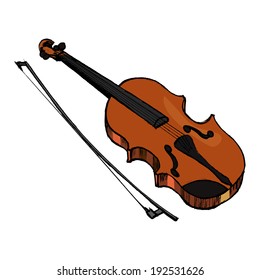 hand drawn, vector, sketch illustration of violin