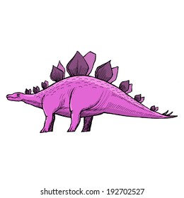 hand drawn, vector, sketch illustration of stegosaurus
