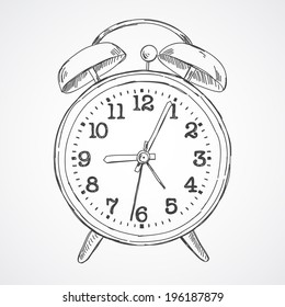 Hand Drawn Vector Sketch Illustration Alarm Clock