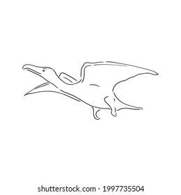 hand drawn, vector, sketch illustration of pterodactyl