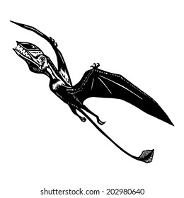 hand drawn, vector, sketch illustration of pterodactyl - ramforinh