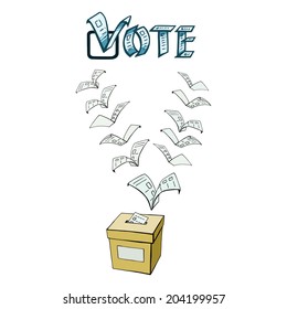 hand drawn, vector, sketch, illustration of vote or voting