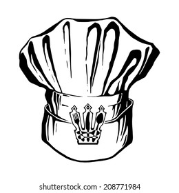 hand drawn, vector, sketch illustration of hat of chef