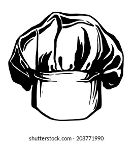 hand drawn, vector, sketch illustration of hat of chef