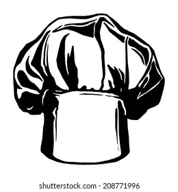 hand drawn, vector, sketch illustration of hat of chef