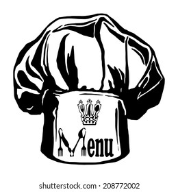 hand drawn, vector, sketch illustration of hat of chef