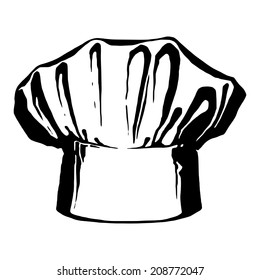 hand drawn, vector, sketch illustration of hat of chef