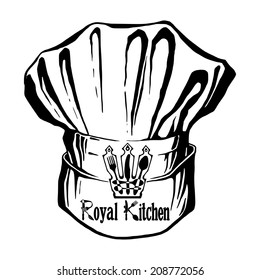 hand drawn, vector, sketch illustration of hat of chef