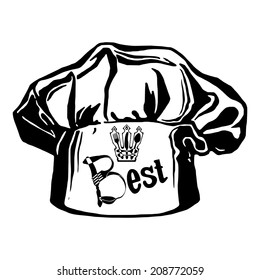 hand drawn, vector, sketch illustration of hat of chef