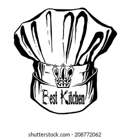 hand drawn, vector, sketch illustration of hat of chef