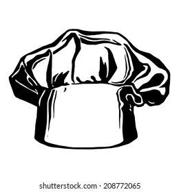 hand drawn, vector, sketch illustration of hat of chef