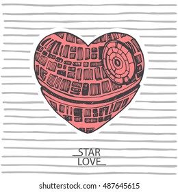Hand drawn vector sketch illustration of a love heart Valentine's day
