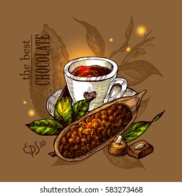 Hand drawn vector sketch  illustration chocolate. Us for postcard, card, invitations and menu.