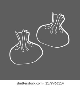 Hand drawn vector sketch of khinkalis. Meat dumplings. National Traditional dish of Georgian cuisine
