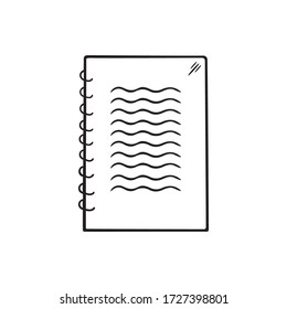 Hand drawn vector sketch of notepad. Isolated on white background. Line sign rest, work at home, comfort, online education, stay home, business, interior.