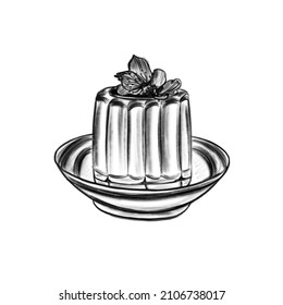 Hand drawn vector sketch piece cake  doodle style  black lines