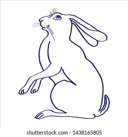 Hand drawn Vector sketch. Rabbit or hare. Illustration with rabbit or hare isolated on white background.