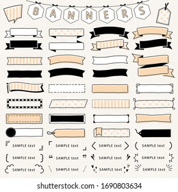 Hand drawn vector sketch set of banners  / mono line design templates / for doodle, comic, design, banner, icon etc /  isolated on white background.