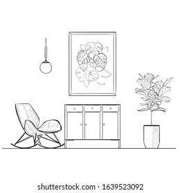 Hand drawn vector sketch. Soft seat.