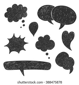 Hand drawn vector sketch speech bubbles set