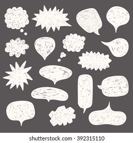 Hand drawn vector sketch speech bubbles set