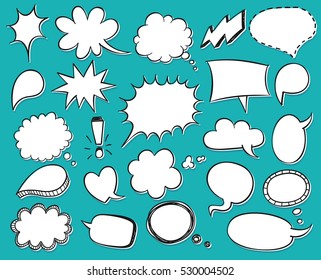 Hand drawn vector sketch speech bubbles set