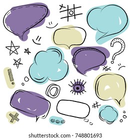 Hand drawn vector sketch speech bubbles set