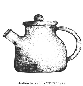 Hand drawn vector sketch of tea pot illustration. 