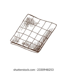 Esbozo vectorial dibujado a mano de una servilleta textil. Ilustración de la cosecha de Doodle. Imagen grabada.