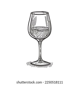 Hand drawn vector sketch of wine glass isolated on white background