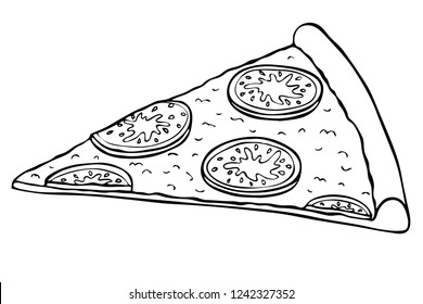 Hand Drawn Vector Slice Margarita Pizza Stock Vector (Royalty Free ...