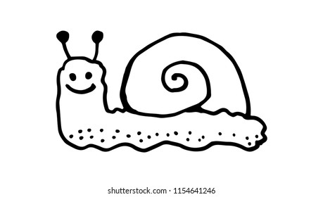 Hand drawn vector smiling vector snail