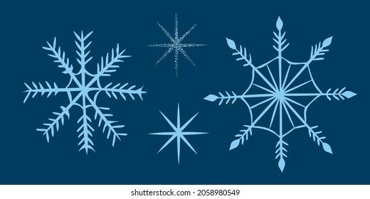 Hand drawn vector snowflakes. Shine, winter, frost.