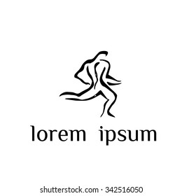 Hand drawn vector soccer sport logo (sign, symbol, illustration, icon)