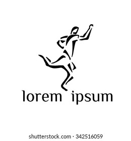 Hand drawn vector soccer sport logo (sign, symbol, illustration, icon)