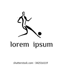 Hand drawn vector soccer sport logo (sign, symbol, illustration, icon)