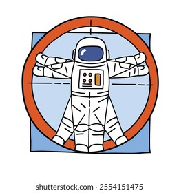 Hand drawn vector space patch.  Vintage spacecraft badge isolated on white background. Perfect for tee shirt logo, greeting card, poster or nursery print design. EPS 10 vector file.