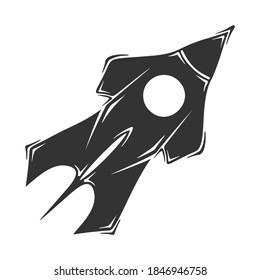Hand drawn vector of spaceship, isolated on white background.