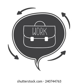 Hand drawn Vector speech bubble with briefcase